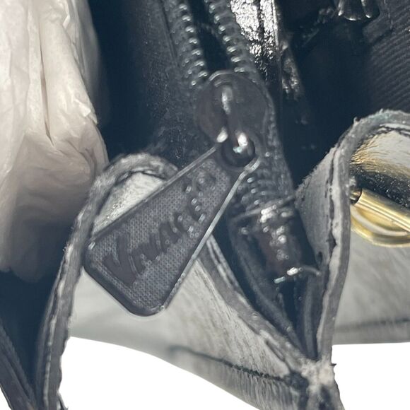 VTG 70s Vivace Black Patent Eel Skin Medium Purse Envelope Clutch Asymmetrical - Picture 3 of 12